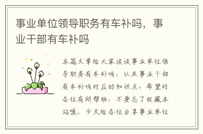 事业单位领导职务有车补吗,事业干部有车补吗