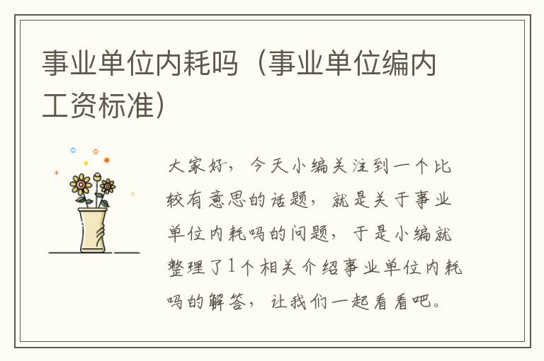 事业单位内耗吗(事业单位编内工资标准)